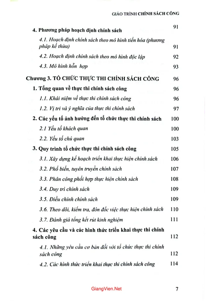 Trang 3 - Ảnh minh họa nội dung sách Giáo trình Chính sách công