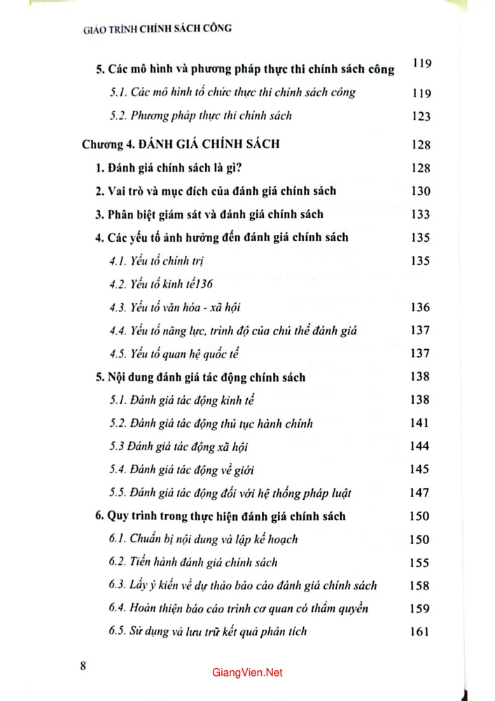 Trang 4 - Ảnh minh họa nội dung sách Giáo trình Chính sách công