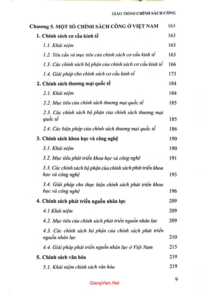 Trang 5 - Ảnh minh họa nội dung sách Giáo trình Chính sách công