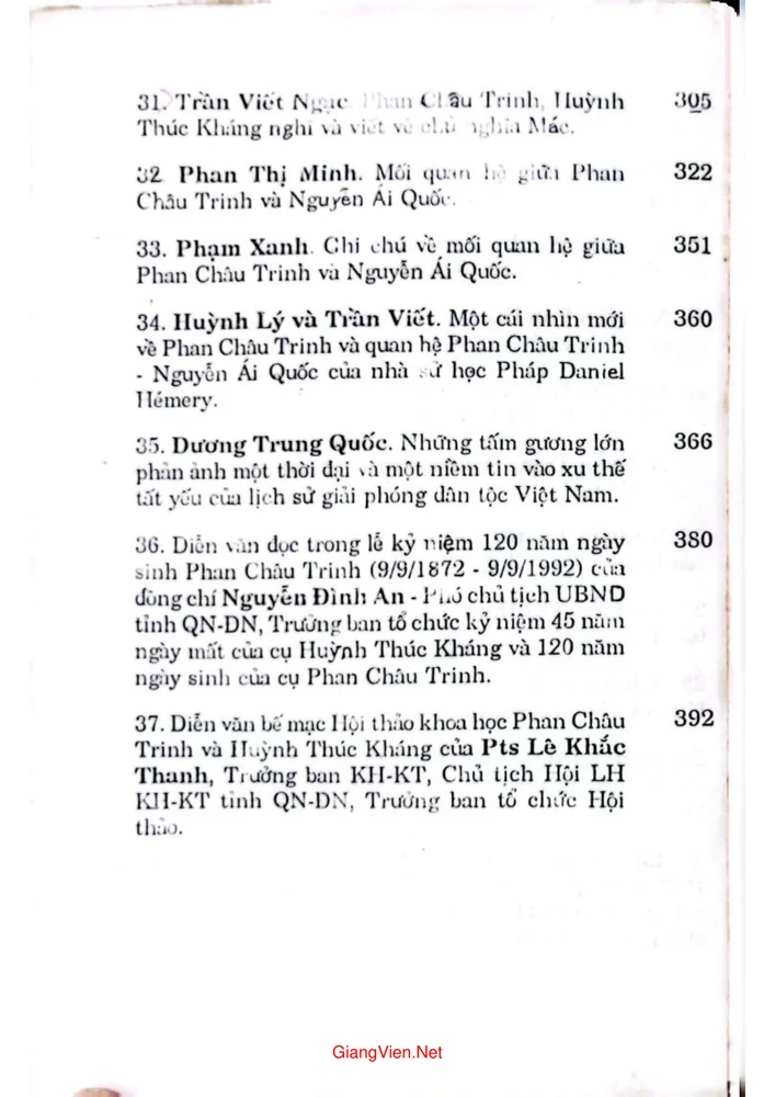 Trang 4 - Ảnh minh họa nội dung sách Kỷ yếu Hội thảo khoa học Phan Châu Trinh và Huỳnh Thúc Kháng