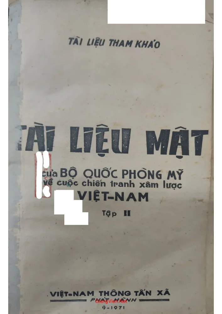 Tài liệu mật của Bộ Quốc Phòng  Mỹ về cuộc chiến tranh xâm lược Việt Nam tập 2