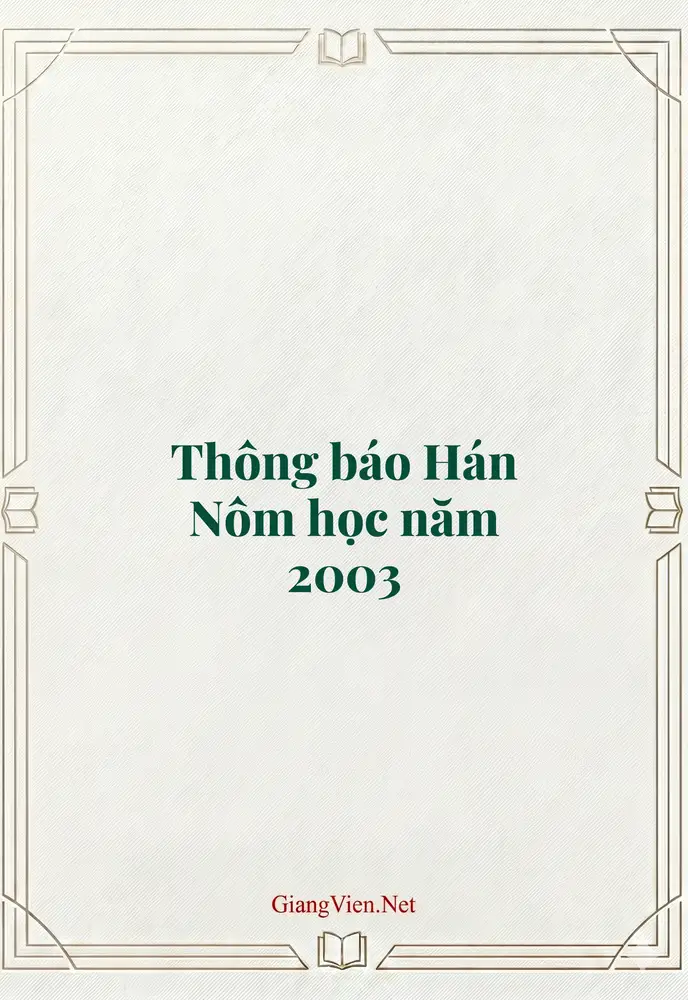 Thông báo Hán Nôm học năm 2003