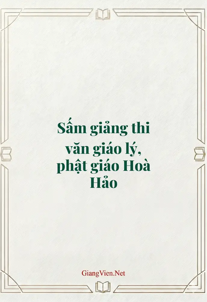 Sấm giảng thi văn giáo lý, phật giáo Hoà Hảo